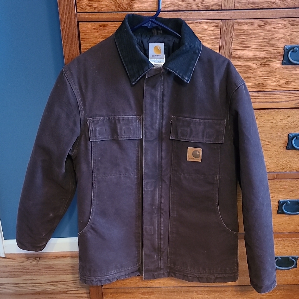 Carhartt Dark Brown Coat with Corduroy Collar